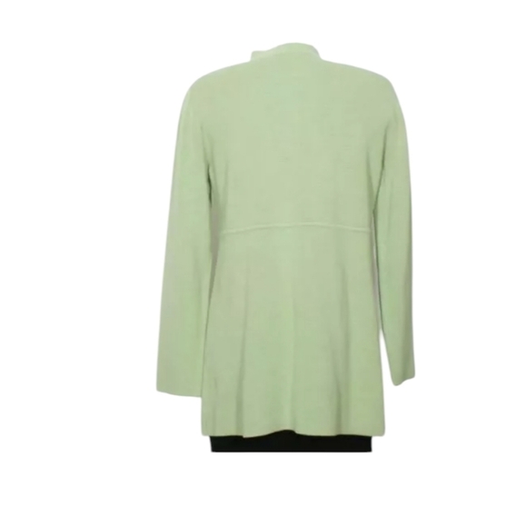 Eileen Fisher Green Tunic Long Blazer Jacket Knit Silk Blend Quiet Luxury Sz Mp - Picture 3 of 9